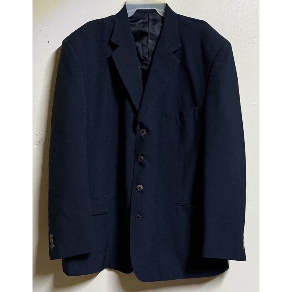 MASSA UOMO Men's Suit Jacket Size R46 Navy Blue 4 Button Front